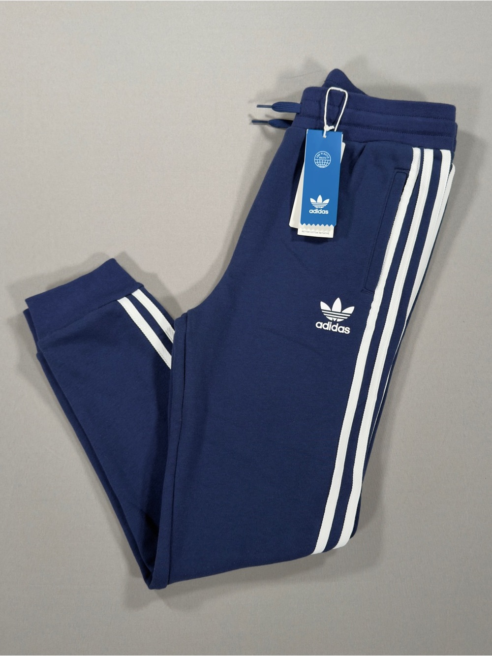 Adidas Youth M Medium Trefoil Pants Navy Blue White Stripe Joggers Tracksuit NWT